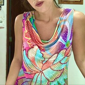 Clara Sunwoo colorful cowl neck sleeveless blouse y2k